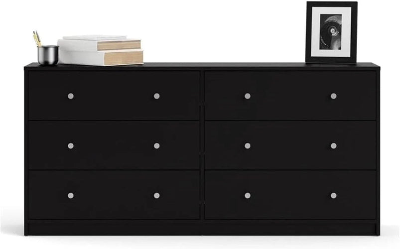 3-Pc Scandinavian Design Engineered Wood Bedroom Furniture Set with 3-Drawer Chest and 6-Drawer Double Dresser and 1-Drawer Nightstand