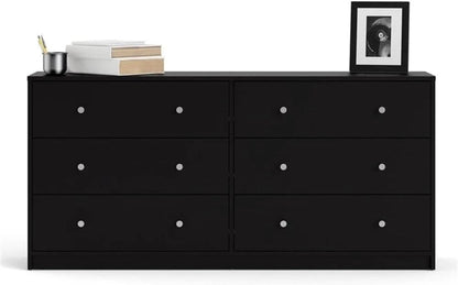 3-Pc Scandinavian Design Engineered Wood Bedroom Furniture Set with 3-Drawer Chest and 6-Drawer Double Dresser and 1-Drawer Nightstand
