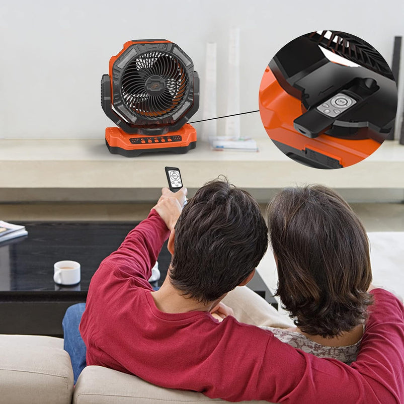 40, 000mAh Battery Operated Fan, 13" Remote Camping Fan with LED Auto-Oscillating Rechargeable Fan Powerful Portable Desk Fan for Home, Camping, RV