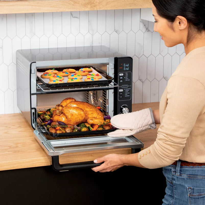 12-in-1 Double Oven with Flexdoor, Flavorseal Smart Finish, Rapid Top Oven, Convection and Air Fry Bottom Oven DCT401