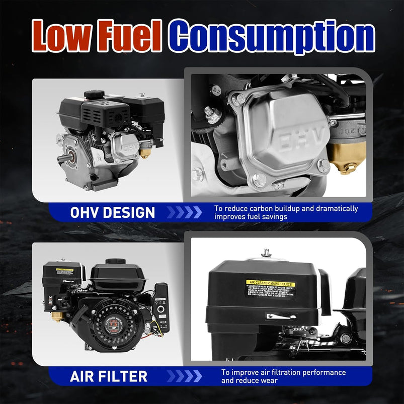 7.5HP 212CC 4-Stroke OHV Gasoline Engine with Electric Start for Go-Karts, Compressors, Generators, Durable and Fuel Efficient