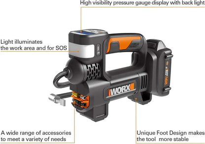 20V MAX Cordless Multi-Function Air Pump Inflator 1 x 2.0Ah Battery and 1 x Charger Included, Black