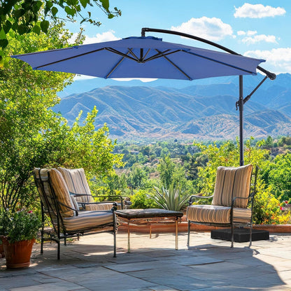 9.8FT Offset Patio Umbrella Hanging Cantilever Umbrella Outdoor Sun Shade with Easy Tilt Adjustment, 8 Ribs, UV Protection for Backyard, Lawn