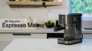 Bella Pro, Slim Espresso Machine with 20 Bars of Pressure, Stainless Steel