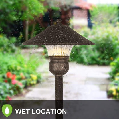 6 Pack Low Voltage LED Landscape Pathway Light, 3W 150LM 12V Wired for Outdoor Yard Lawn, Die-Cast Aluminum Construction