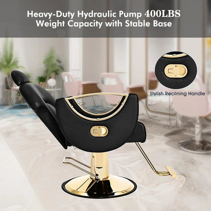 Artist Hand Salon Chair Reclining Barber Chair Oversized Hydraulic Pump Heavy Duty Hair Salon Chair 360 Degree Swivel Hair Chair for Hair Stylist