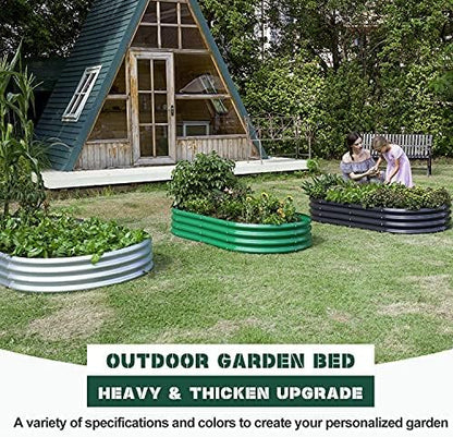 2Pcs Galvanized Raised Garden Bed Kit, 10x4x1ft Galvanized Planter Raised Garden Boxes Outdoor, Oval Large Metal Raised Garden Beds for Vegetables
