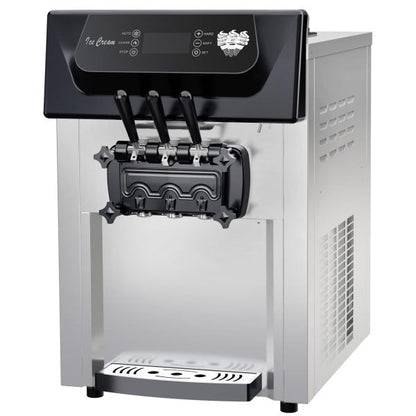 2200W Commercial 3 Flavor Soft Serve Ice Cream Machine, 5.3-7.4 Gal/Hr, with LCD Touch Screen, Automatic Cleaning, for Home Snack Bar and Restaurants