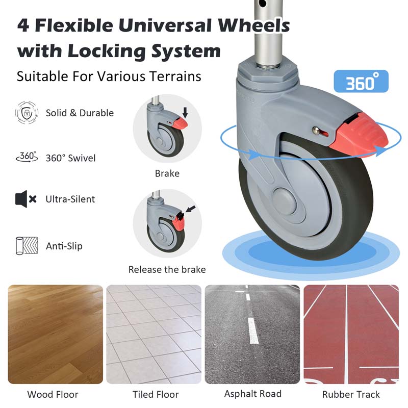 4 in 1 Bedside Commode Chair Shower Wheelchair with Detachable Bucket Padded Mobile Toilet Chair, Comfortable and Ergonomic Design