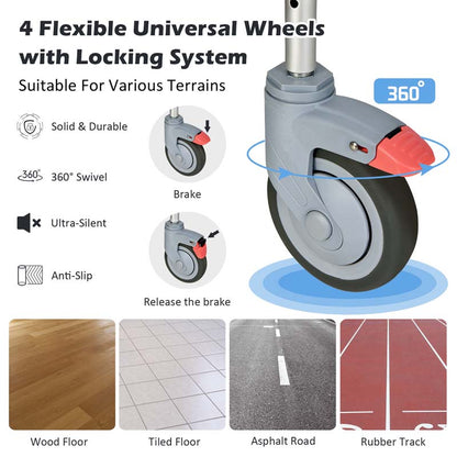 4 in 1 Bedside Commode Chair Shower Wheelchair with Detachable Bucket Padded Mobile Toilet Chair, Comfortable and Ergonomic Design