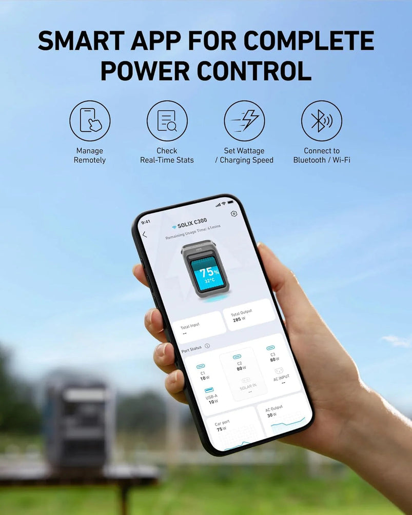 Anker Solar Generator Solix C300 with 60W Solar Panel, 288Wh Portable Power Station, 300W 600W Surge, LiFePO4 Battery, 140W Two-Way Fast Charging