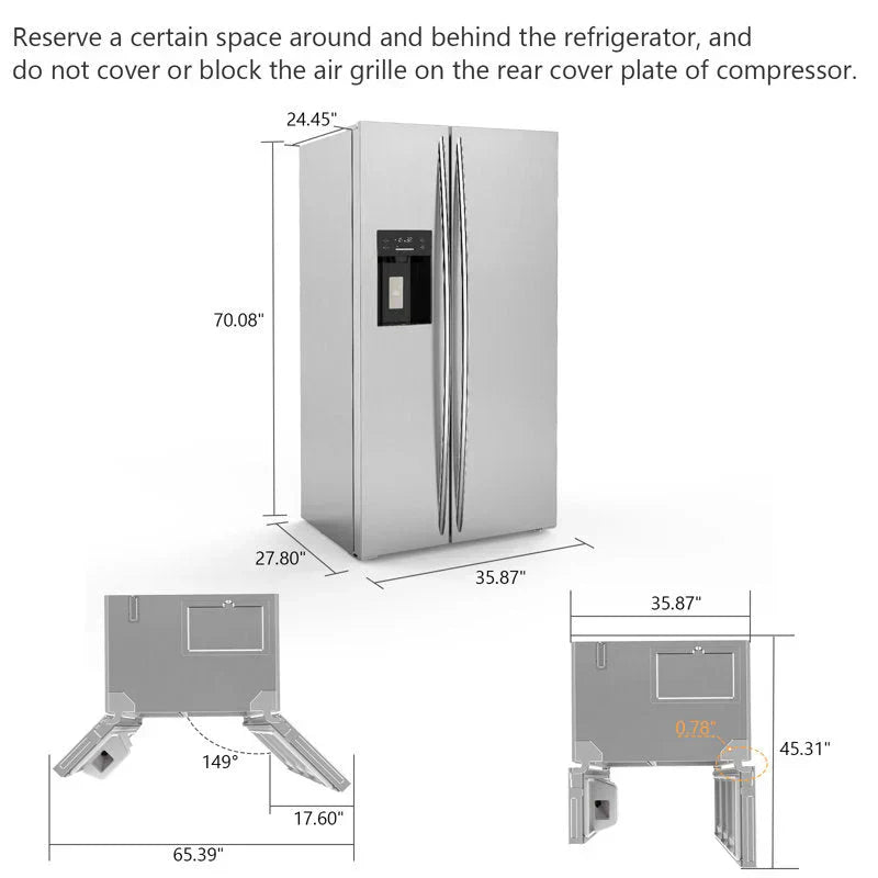 36" Side by Side 20.01 Cu. Ft. Built-in Refrigerator with Freezer and Ice Maker Included