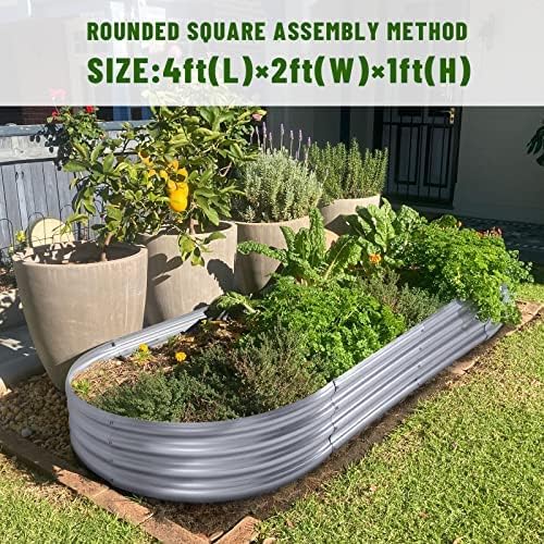 2Pcs Galvanized Raised Garden Bed Kit, 10x4x1ft Galvanized Planter Raised Garden Boxes Outdoor, Oval Large Metal Raised Garden Beds for Vegetables