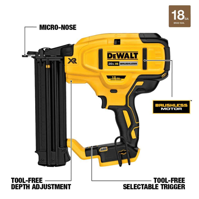20V MAX XR Lithium-Ion Cordless 18-Gauge Brad Nailer Tool Only DCN680B