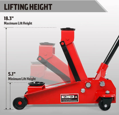 3 Ton Hydraulic Floor Jack with Quick Lift Pump Car Jack, 6,000 LB Capacity, Red, W83025
