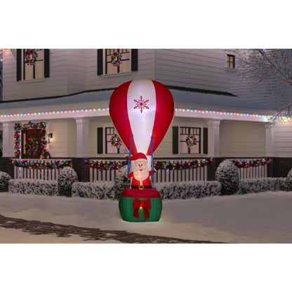 Airblown 12 Ft. Inflatable Santa in Hot Air Balloon with Northern Sky Light Show
