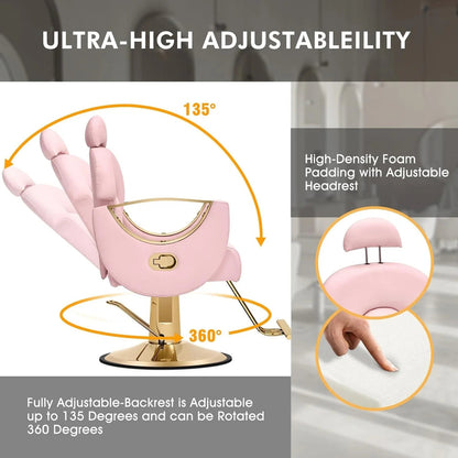 Artist Hand Salon Chair Reclining Barber Chair Oversized Hydraulic Pump Heavy Duty Hair Salon Chair 360 Degree Swivel Hair Chair for Hair Stylist