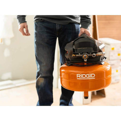 6 Gal. Portable Electric Pancake Air Compressor W/ 18GA Brad Nailer, 16GA Straight Finish Nailer, and 18GA Finish Stapler R69603FK