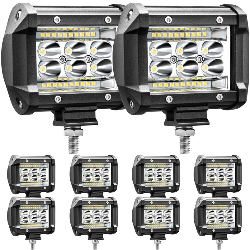 Bar, LED Light Bay 4 Inch 78W 5000lm LED Truck Working Light Spotlight Car Light Strip LED Light Bay 12V 24V Boat Pickup ATV UTV RV Spotlight, 10Pack