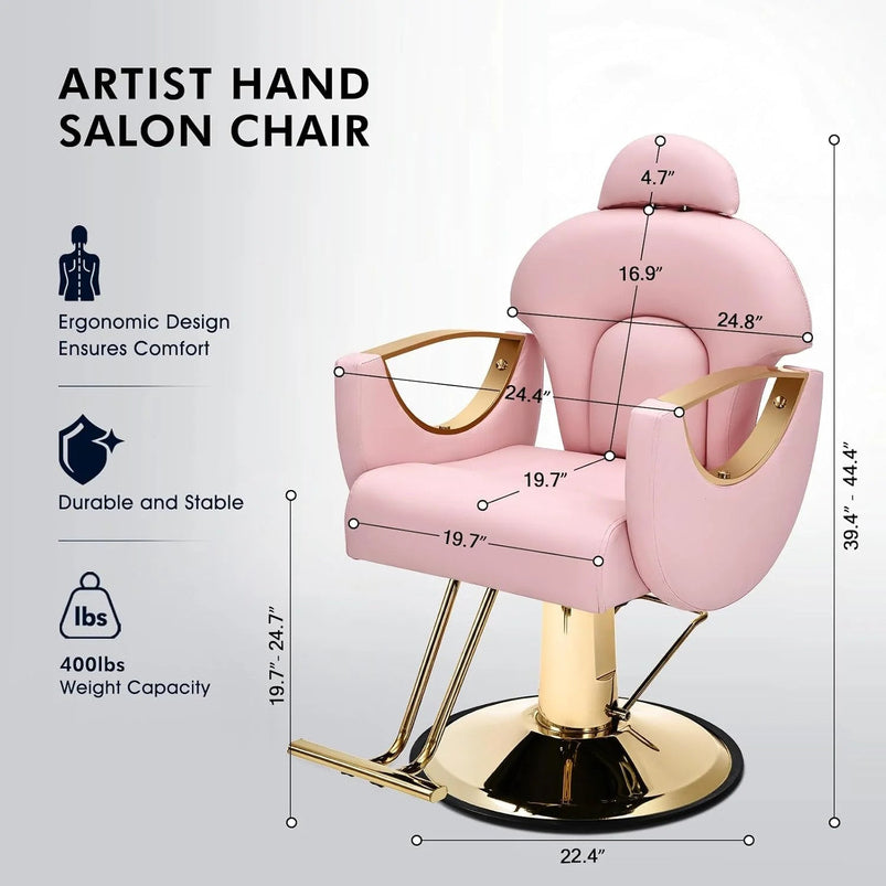Artist Hand Salon Chair Reclining Barber Chair Oversized Hydraulic Pump Heavy Duty Hair Salon Chair 360 Degree Swivel Hair Chair for Hair Stylist