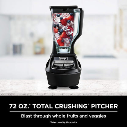 Mega Kitchen System, 1500W, 4 Functions for Smoothies, Processing, Dough, Drinks, with 72-oz. Blender Pitcher, 64-oz. Processor Bowl