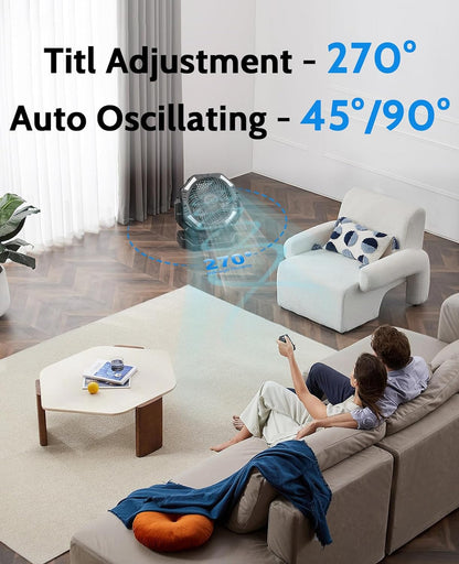 40, 000mAh Battery Operated Fan, 13" Remote Camping Fan with LED Auto-Oscillating Rechargeable Fan Powerful Portable Desk Fan for Home, Camping, RV