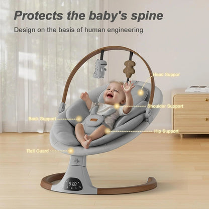 Baby Swings for Infants, Monamii Baby Swing, Bluetooth Infant Swing with Music Speaker, 5 Speeds and Remote Control, Indoor and Outdoor Use