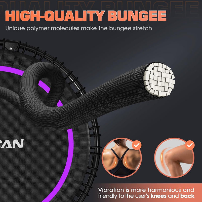 Bcan 450/550 Lbs Foldable Mini Trampoline, 40"/48" Fitness Trampoline with Bungees, U Shape Adjustable Foam Handle