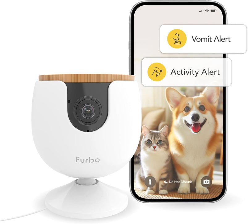 360 Degree Cat Camera, See Your Cat from Anywhere, Rotating 360 Degree Cat Tracking, Treat Toss, Color HD Night Vision, 2-Way Audio