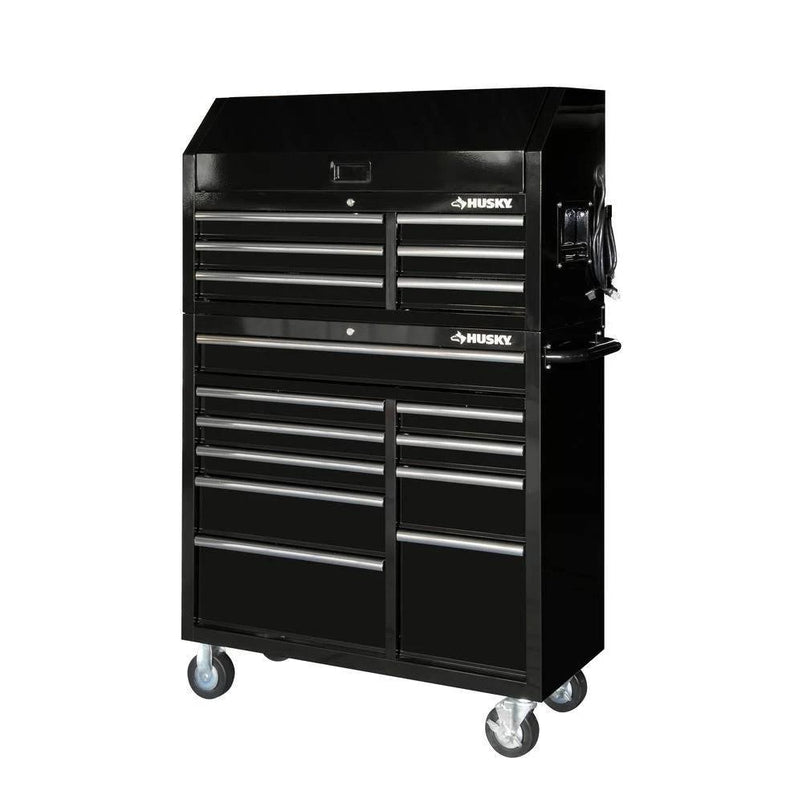 41 In. 16-Drawer Tool Chest and Cabinet Combo in Gloss Black