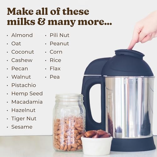 Almond Cow Nut Milk Maker Machine, Plant Based Maker for Homemade Almond, Oat, Cashew Nut Milks, Stainless Steel Food Machines, 5 6 Cups Per Batch