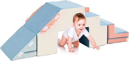 4 in 1 Toddler Foam Climbing Blocks, Indoor Soft Climbing and Crawling Toys