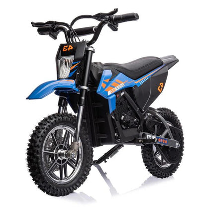 36V Kids Electric Dirt Bike, 36V, 350W, 15.5MPH, LED, 175lbs Max, Blue