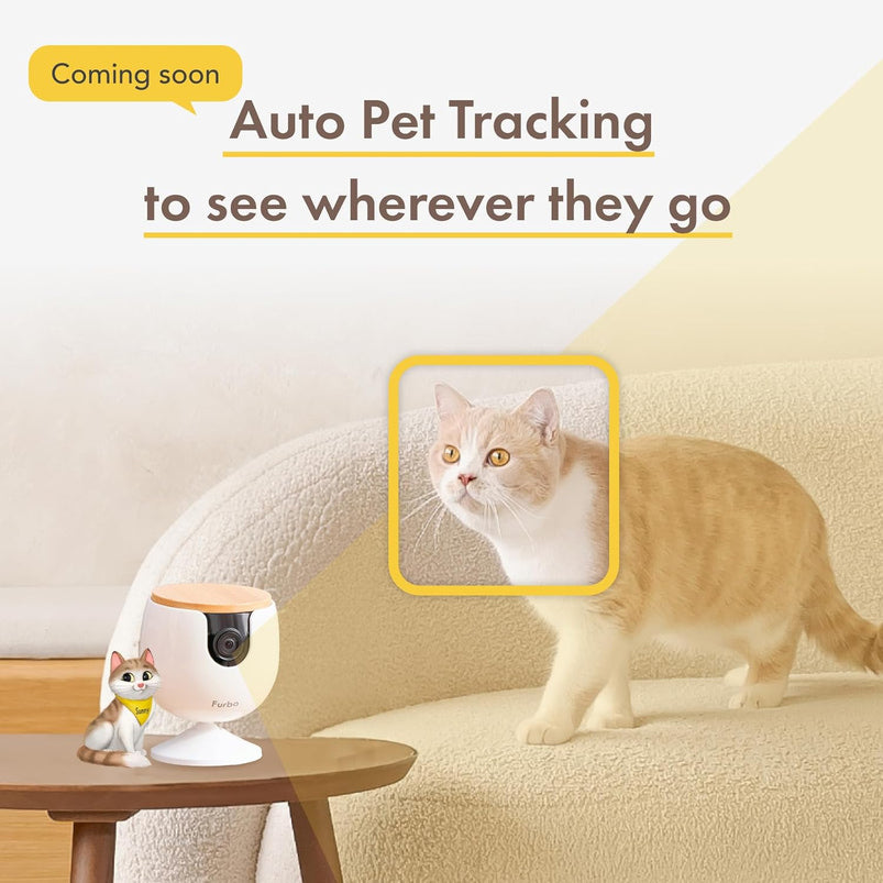 360 Degree Cat Camera, See Your Cat from Anywhere, Rotating 360 Degree Cat Tracking, Treat Toss, Color HD Night Vision, 2-Way Audio