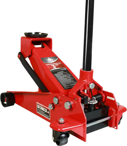 3 Ton Low Profile, Aluminum and Steel Racing Floor Jack with Dual Pistons Quick Lift Pump for Sport Utility Vehicle