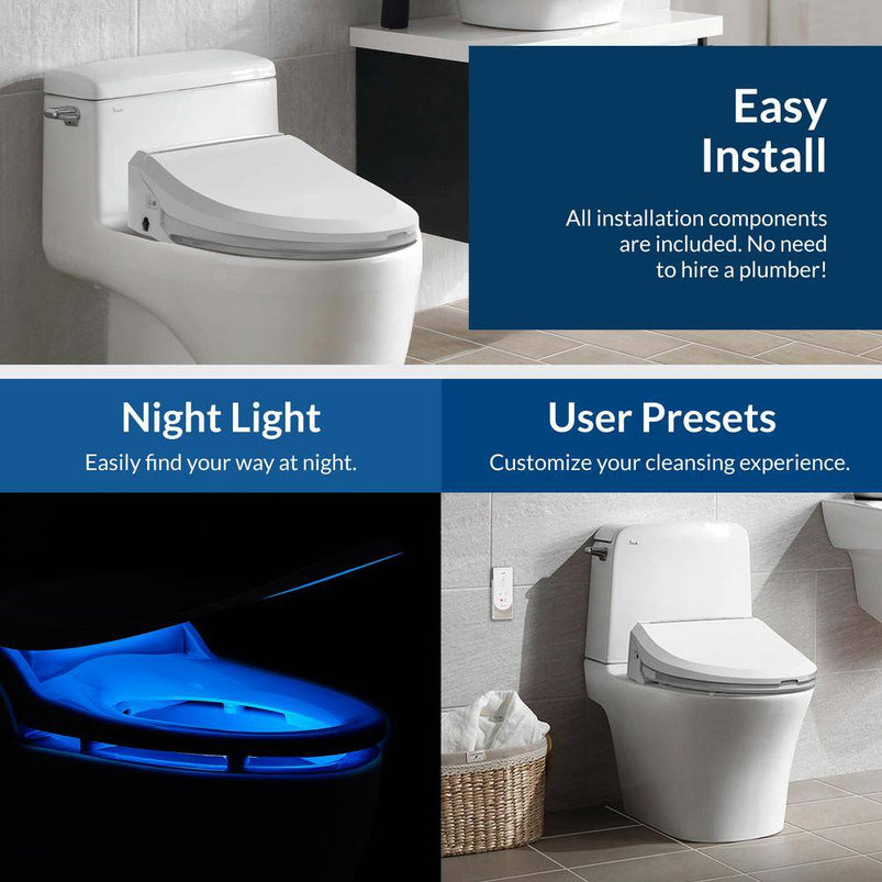 Uspa 6800 Electric Bidet Seat for Elongated Toilets in White USPA6800-E