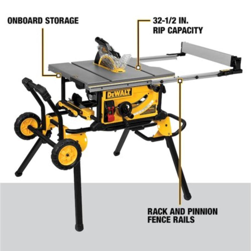 15 Amp Corded 10 In. Job Site Table Saw with Rolling Stand DWE7491RS