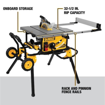 15 Amp Corded 10 In. Job Site Table Saw with Rolling Stand DWE7491RS
