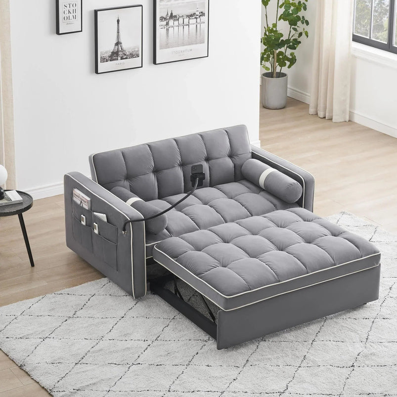 3 in 1 Sleeper Sofa Couch Bed for Living Room Apartment, Grey