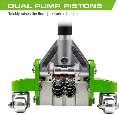 Tools 3-Ton Quick Rise Aluminum Floor Jack with Dual Pump Pistons and Reinforced Lifting Arm A20018_A20019