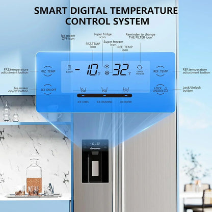 36" Side by Side 20.01 Cu. Ft. Built-in Refrigerator with Freezer and Ice Maker Included