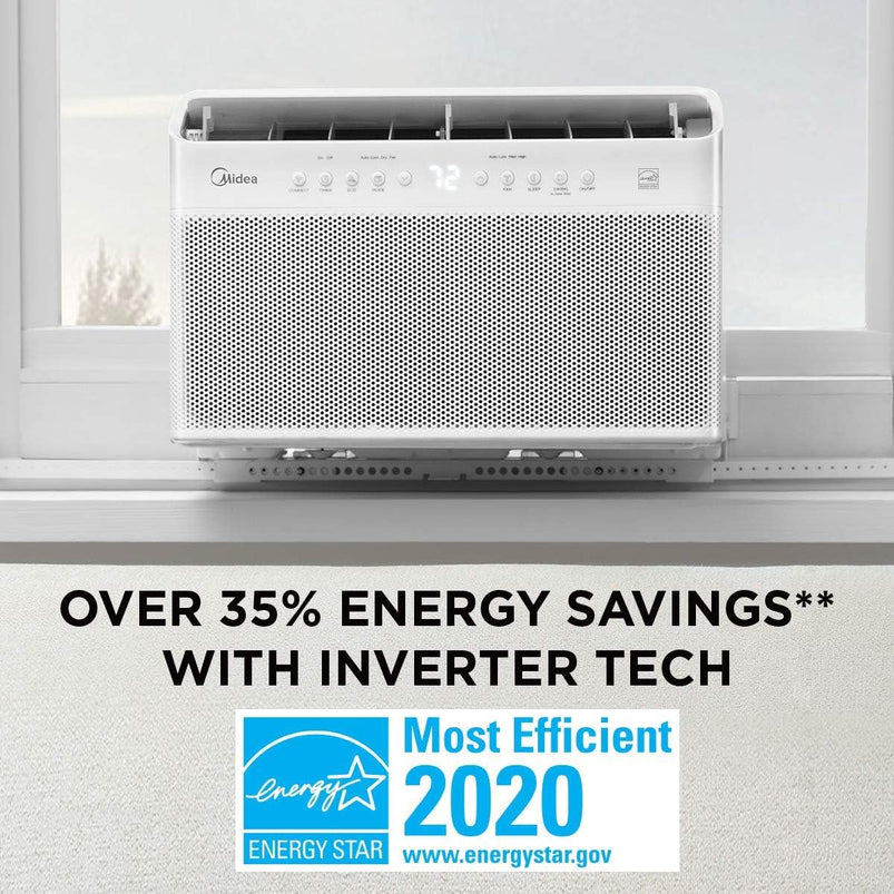 U-Shaped Inverter Window Air Conditioner 12, 000BTU with Open Window Flexibility, Robust Installation, Extreme Quiet, 35% Energy Saving, Smart Control
