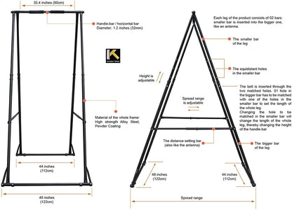 Air Yoga Equipment Set Includes, Blue Aerial Yoga Hammock and the Height-Adjustable Foldable Sturdy Durable Kt Yoga Swing Stand Frame