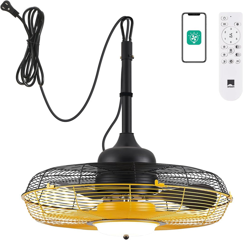 21 in Outdoor Ceiling Fan with Light, Plug in Ceiling Fan with Remote, Gazebo Fans Outdoor Hanging for Patios Waterproof