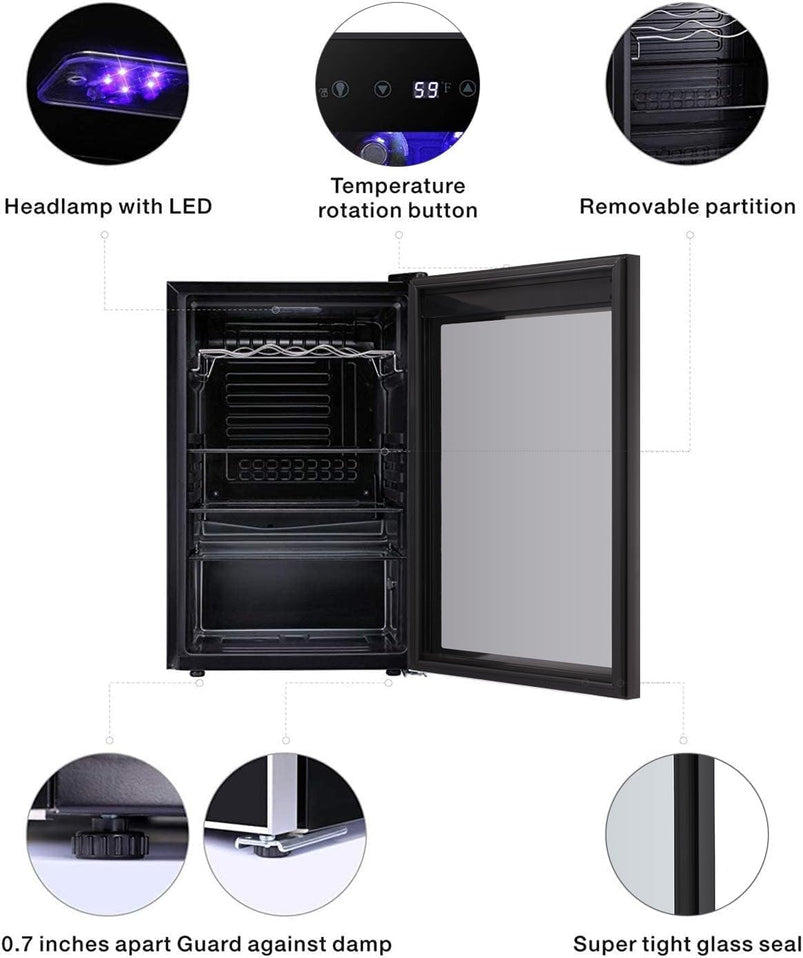 Antarctic Star 36 Bottle Wine Cooler/Cabinet Beverage Refrigerator Small Mini Wine Cellar Beer Soda Bar Fridge Quiet Operation Compressor Adjust
