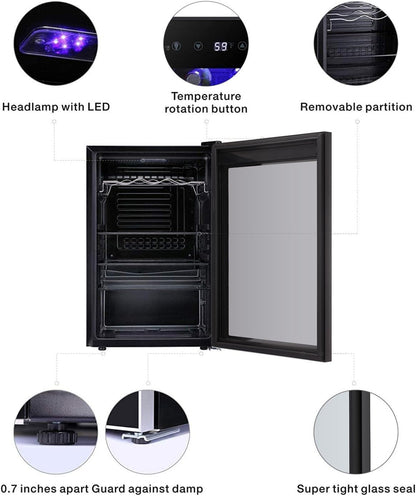 Antarctic Star 36 Bottle Wine Cooler/Cabinet Beverage Refrigerator Small Mini Wine Cellar Beer Soda Bar Fridge Quiet Operation Compressor Adjust