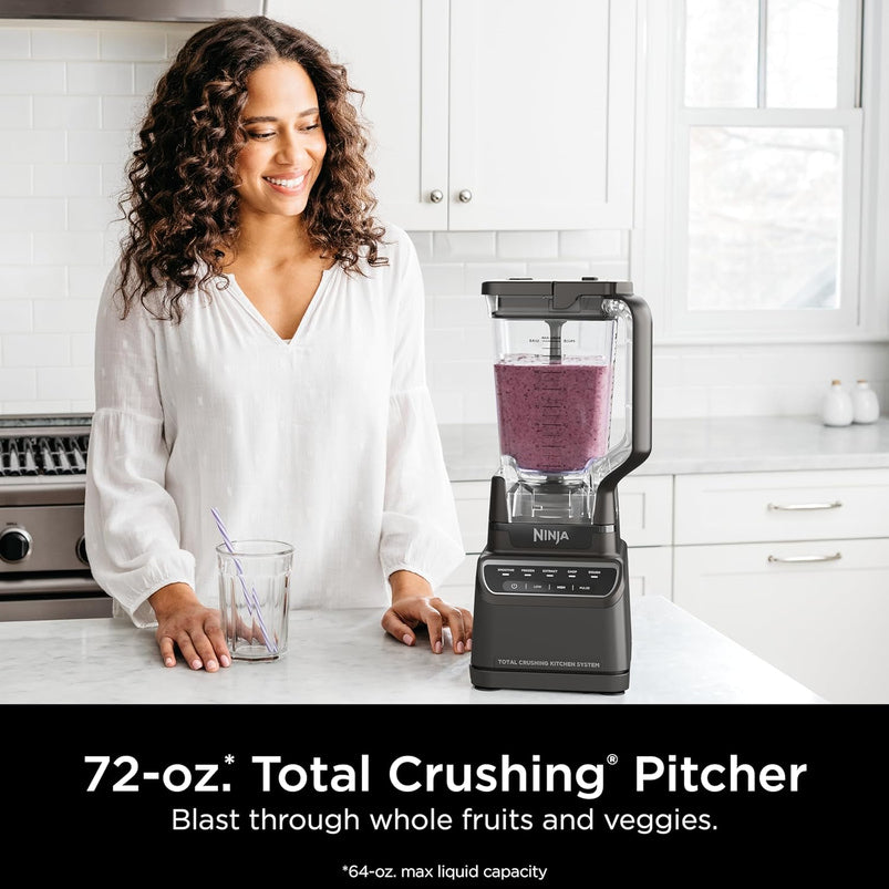 Mega Kitchen System, 1500W, 4 Functions for Smoothies, Processing, Dough, Drinks, with 72-oz. Blender Pitcher, 64-oz. Processor Bowl