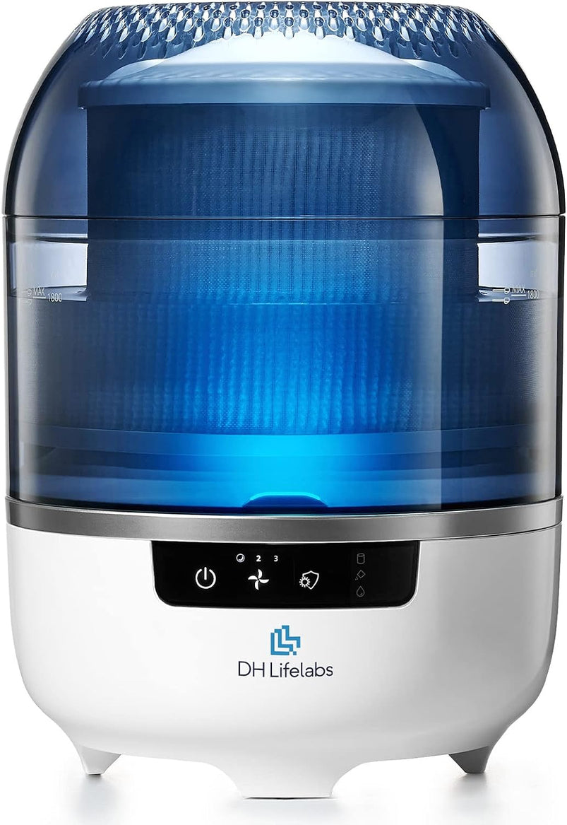 Bedroom Evaporative Humidifier, Humidifier and Air Purifier in One, with Hocl Generator, Mildew Remover, Pet Smoking Odor Eliminator, 538 Square Feet