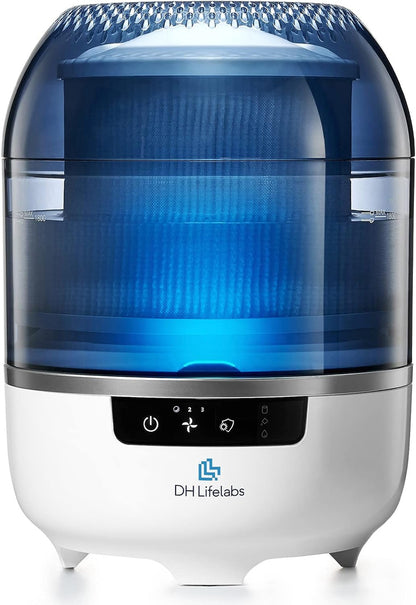Bedroom Evaporative Humidifier, Humidifier and Air Purifier in One, with Hocl Generator, Mildew Remover, Pet Smoking Odor Eliminator, 538 Square Feet