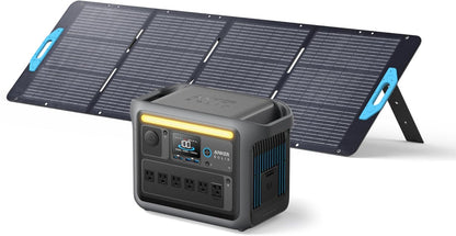 Solix C1000 Portable Power Station with 200W Solar Panel, 1800W Solar Generator, 1056Wh LFP LiFePO4 Battery, 6 AC Outlets, up to 2400W for Home